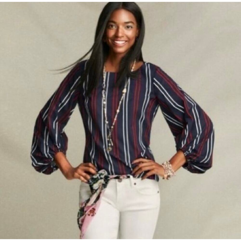 CAbi Blouses Set Bundle Lot of 2 Womens L Freedom Flag Cherry Blossom 5516 5712 - Picture 2 of 16